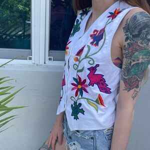 Carole Little Sport Vintage White Multi-Pattern Cotton Vest